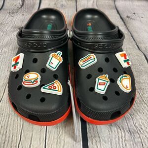 Crocs x 7-Eleven Collab Black Classic Clog  Jibbitz Limited Edition M10/W12 NWT
